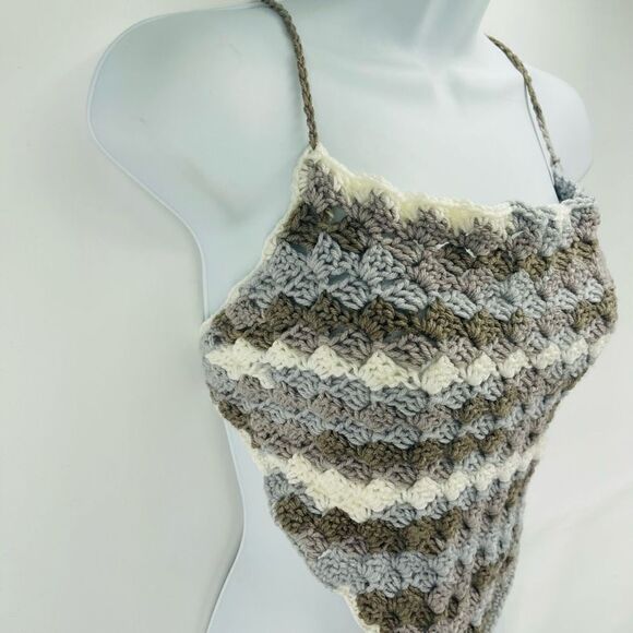Napper Veronica Women's Handmade Crochet Crop Top Medium Large Earth Tone NEW - Picture 10 of 16